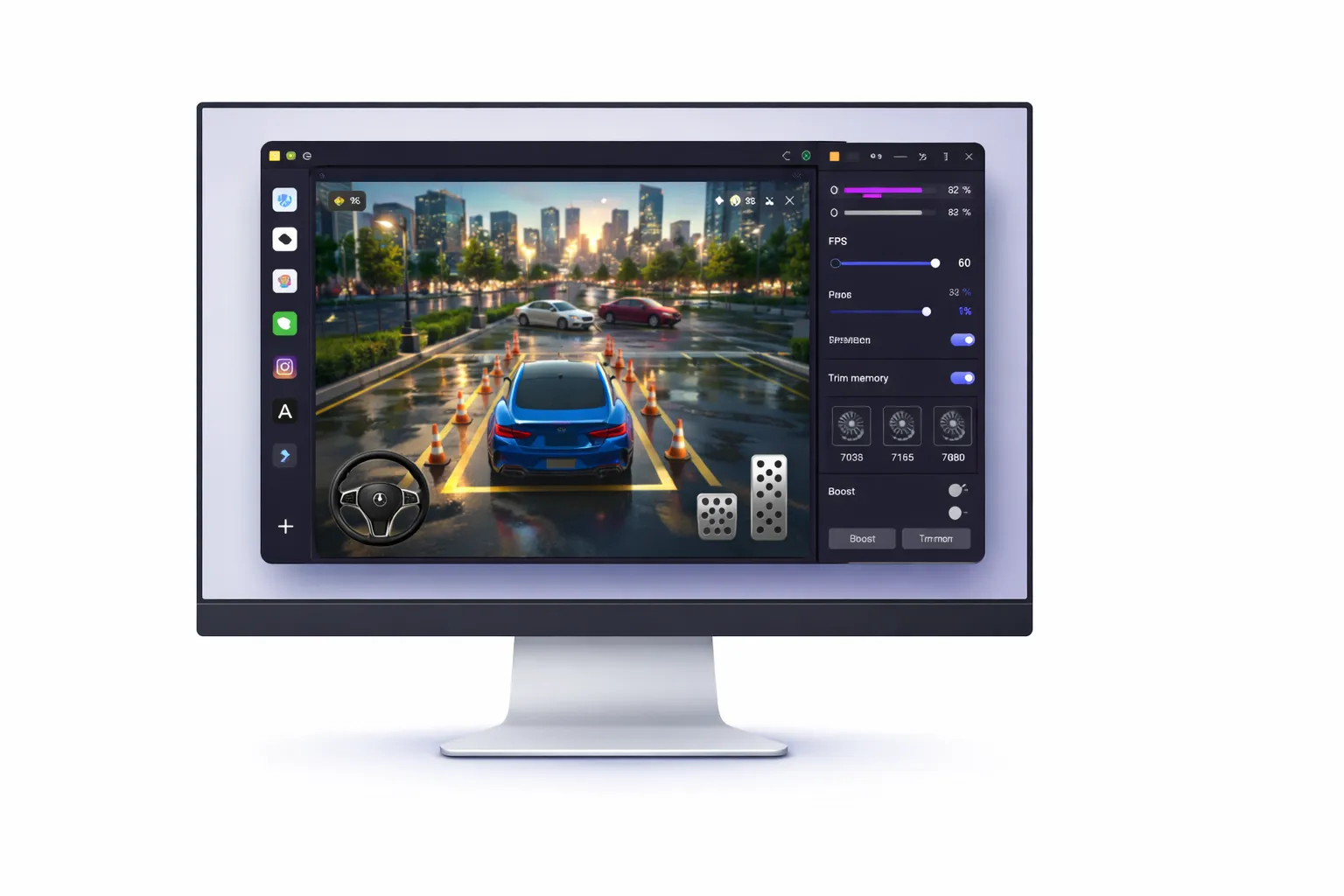 LD Player emulator interface on desktop showing Android game environment