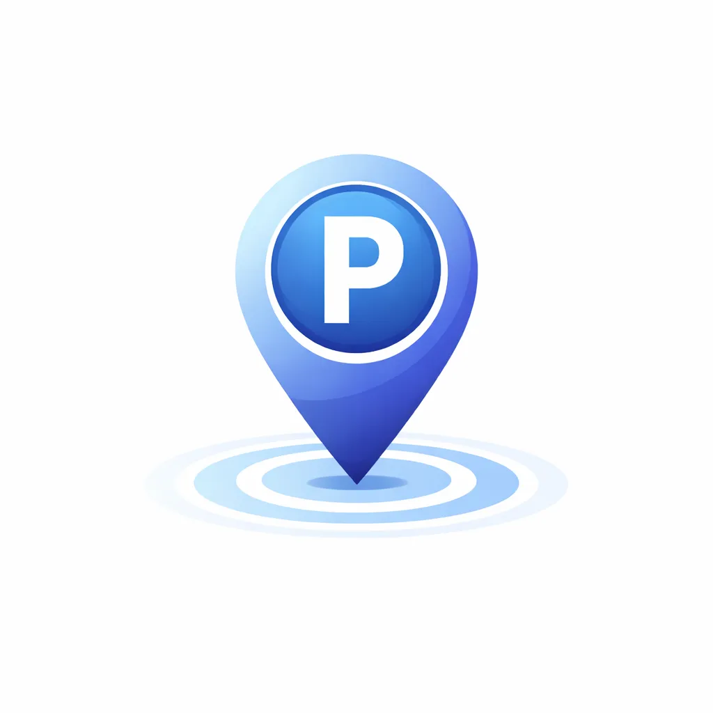 parking near me icon with location pin and parking symbol for local parking search