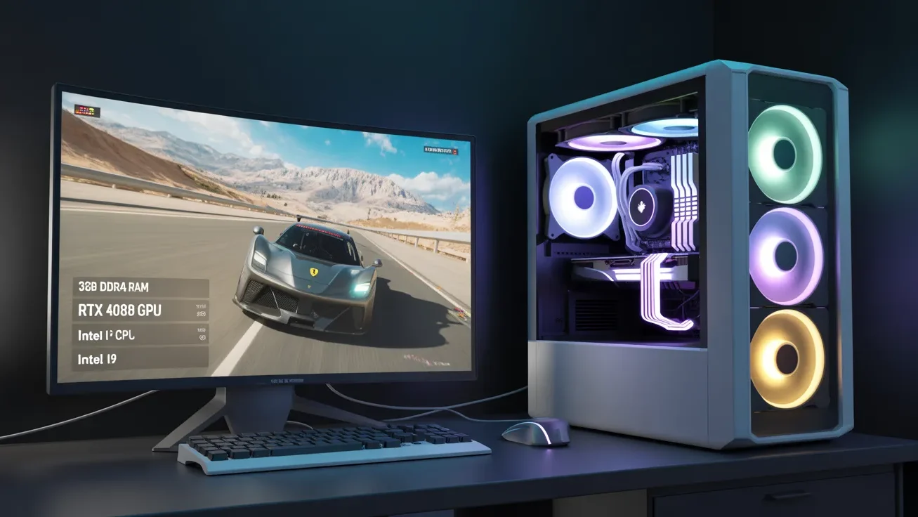 PC system requirements for car games showing GPU, RAM and processor setup