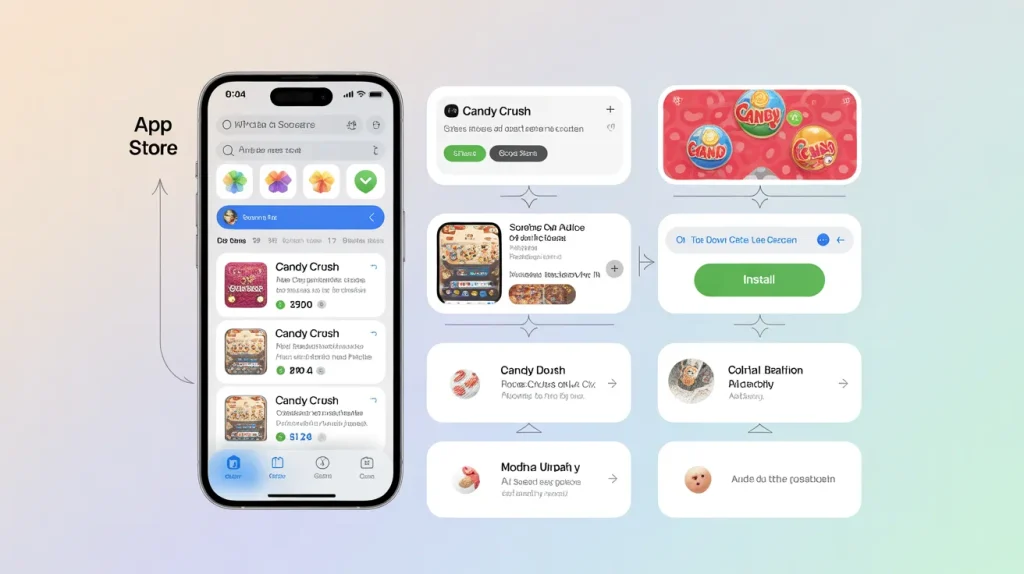 Steps to download games on iOS using the App Store
