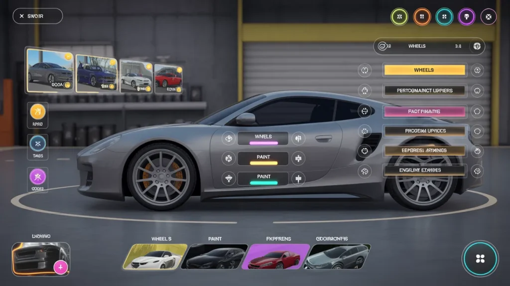 using car parking coins for vehicle upgrades and customization