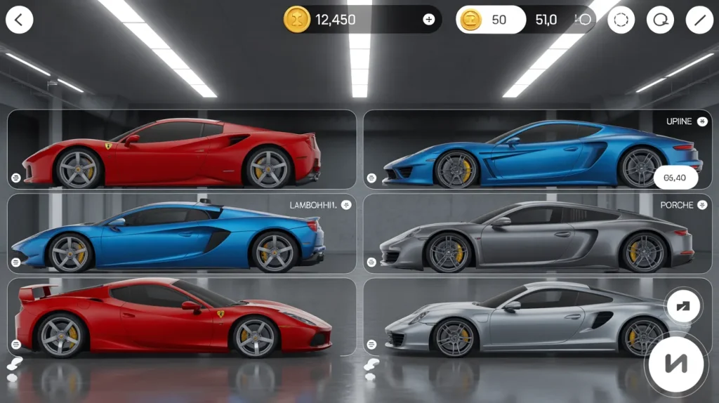 managing car parking multiplayer coins in garage menu