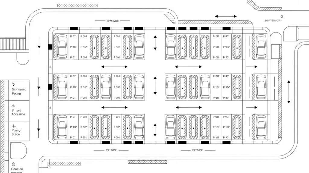 cars parking garage layout showing parking space dimensions