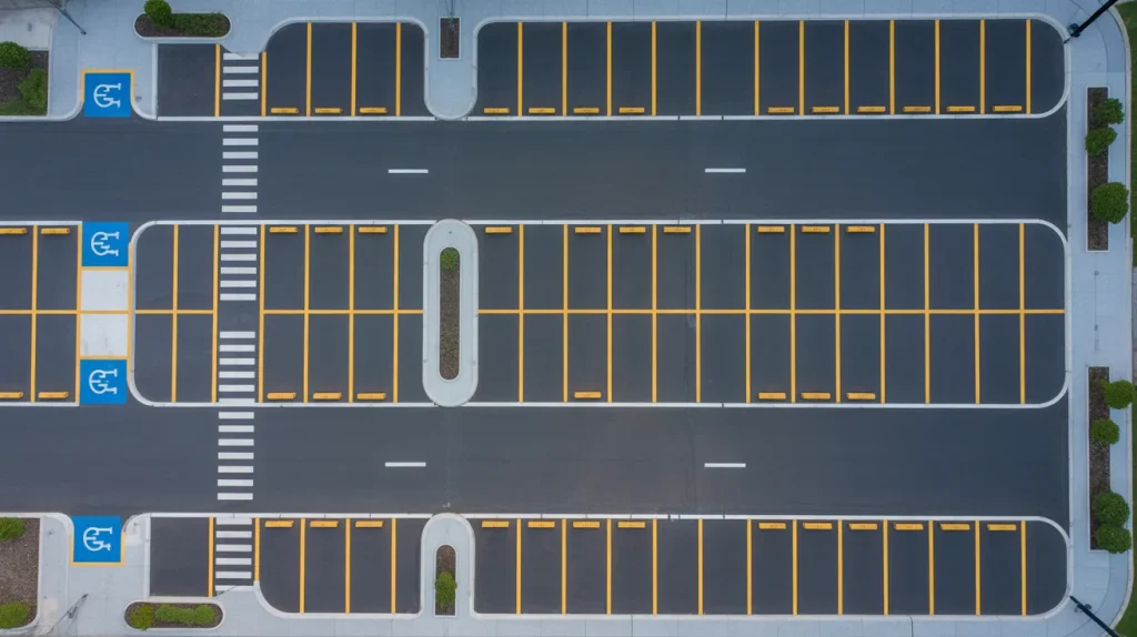 efficient car parking layout plan with safe driving lanes and parking spaces
