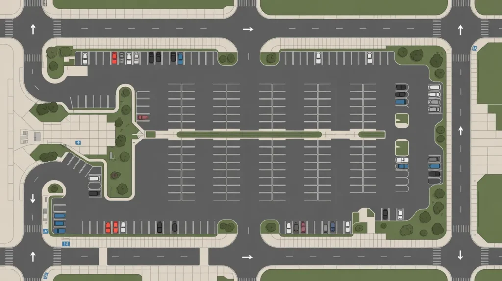 commercial parking lot layout plan for shopping mall parking area
