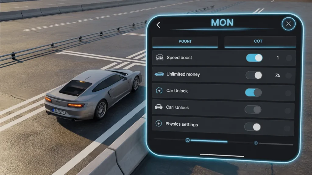 car parking mod menu modified game interface example