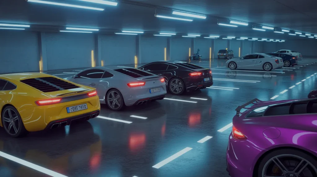 car parking multiplayer mod menu gameplay concept with glowing cars