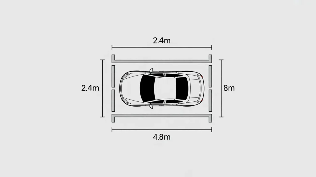 standard car parking space dimensions diagram for parking layout design