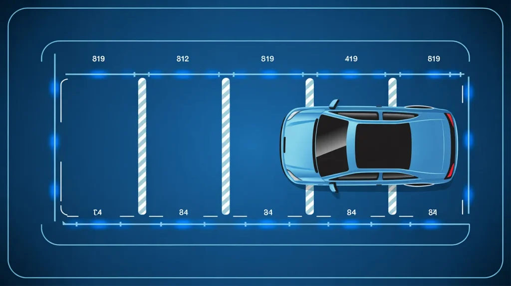 standard car parking space size and parking space dimensions layout
