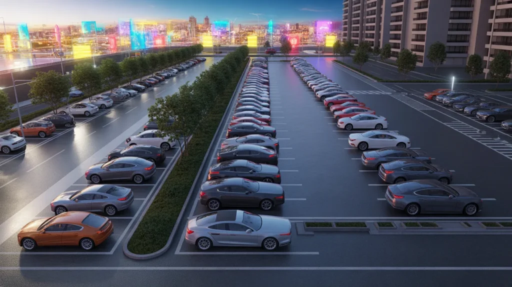 types of car parking spaces including parallel and angle parking