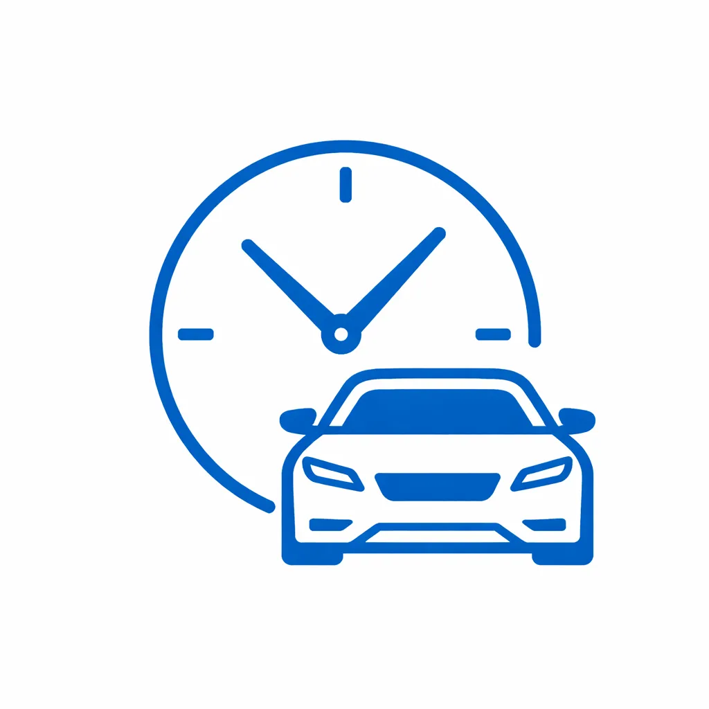 clock and car icon representing saving time with efficient parking