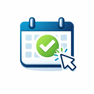 Flexible booking icon with calendar and checkmark representing easy preflight airport parking reservations