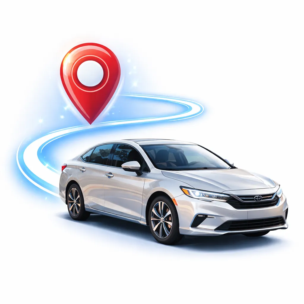  Convenience icon with glowing car and location pin representing easy wheelchair parking permit access