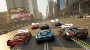 Multiplayer mode in car parking multiplayer apk download for android showing online players driving together