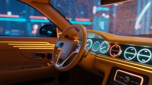 Realistic driving experience in car parking apk download with glowing car interior and smooth controls